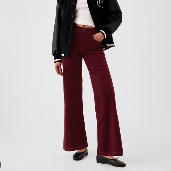 High Rise Corduroy Stride Wide-Leg Pants - Picture 1 of 6